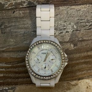 White Fossil Watch